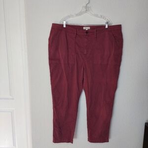 Madewell Stovepipe Fatigue Cargo Pants Burgundy‎ Size 24W NWT